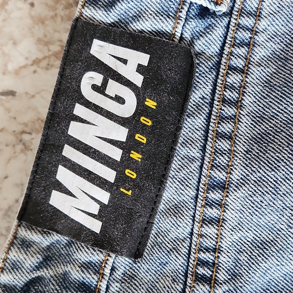 MINGA Angel Girl Wide Leg Baggy Rave Denim Jeans Dolls Kill Size 4 28 Distressed - Picture 10 of 12